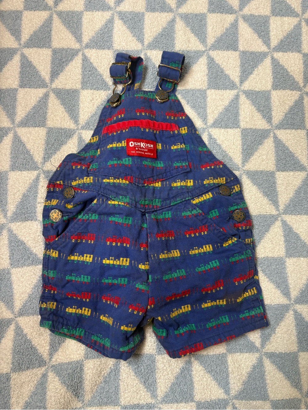 Gymboree Blue Train Print Kids Overalls Shorts